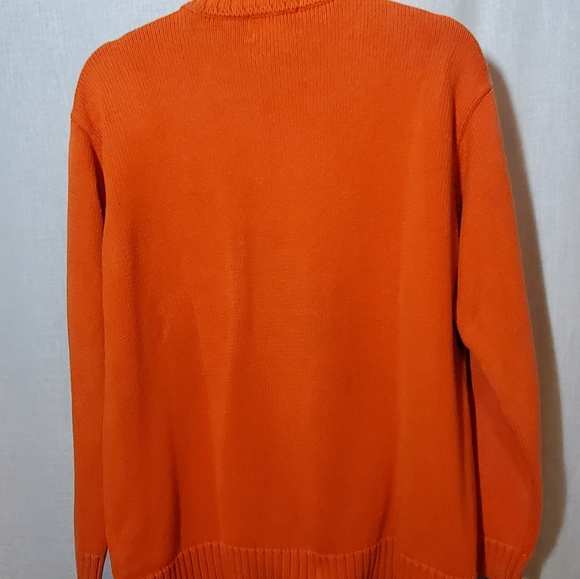 Men's Ralph Lauren 1/4 Zip Cotton Knit Orange Sweater Embroidered Logo Size M - Picture 2 of 15